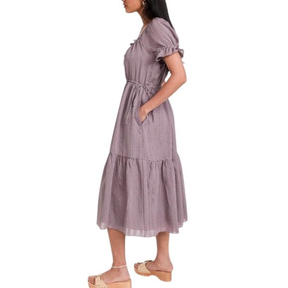 NWT MADWELL Women’s Square-Neck Tiered Midi Dress - Picture 3 of 15